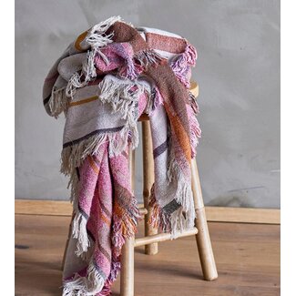 Bloomingville Woonplaid roze naturel Toscana