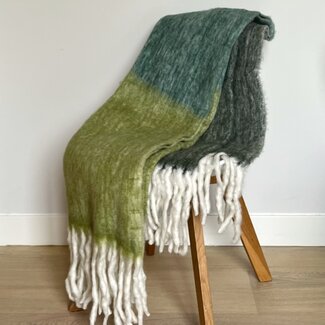 Imbarro Groen blauw plaid met franjes