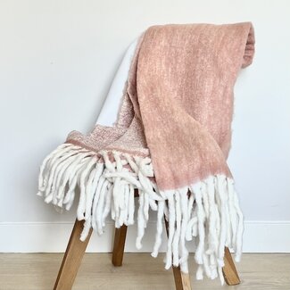 Imbarro Roze Plaid met franjes dubbelzijdig