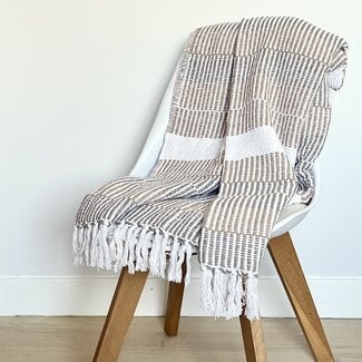 Bloomingville Woonplaid Isnel beige wit bruin