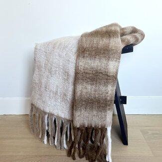 Light & Living Bruin wit plaid met franjes multi