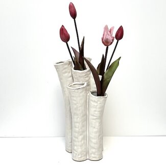 Mooie vaas voor meerdere bloemen - wit