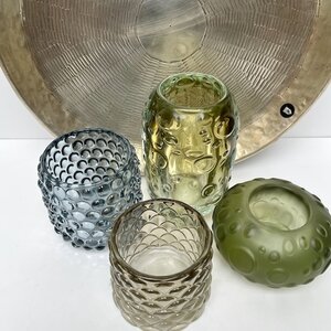 GLAZEN WINDLICHTJES BLAUW GROEN