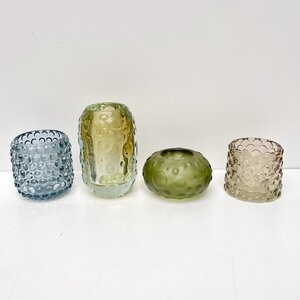 GLAZEN WINDLICHTJES BLAUW GROEN
