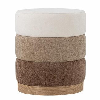 Bloomingville Ronde poef Bilbao bruin, beige, wit