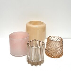 GLAZEN WINDLICHTJES, SET VAN 4
