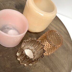 GLAZEN WINDLICHTJES, SET VAN 4