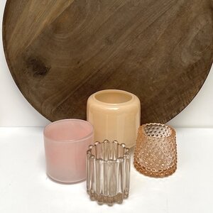 GLAZEN WINDLICHTJES, SET VAN 4