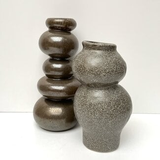 Light & Living Bruine vazen in bollige vormen