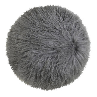 Light & Living Rond kussen grijs fluffy