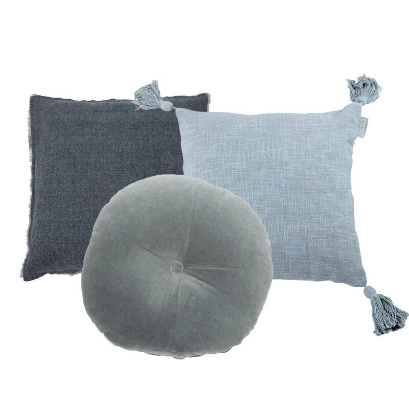 Blauwe sierkussens set