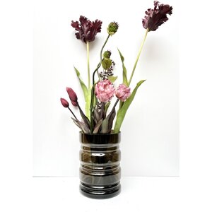 GLAZEN VAAS GRIJS BRUIN