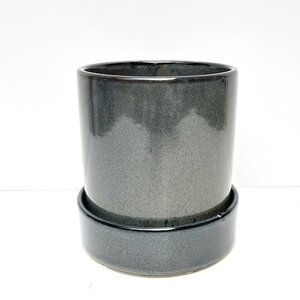 BLAUWE BLOEMPOT MET ONDERZETTER