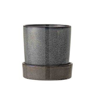 Bloomingville Blauwe bloempot met onderzetter