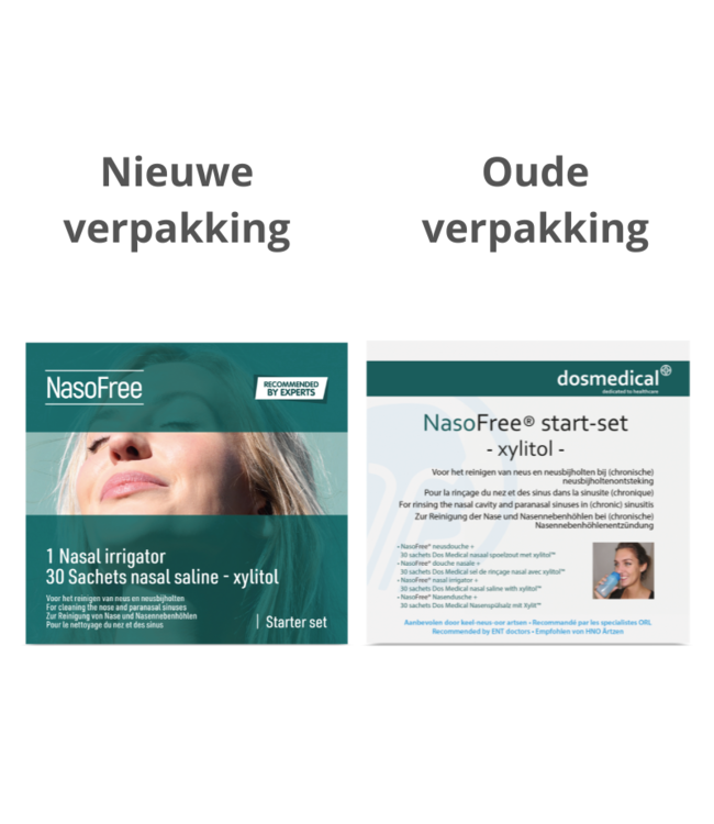 NasoFree Nasenspülungs-Starterset mit Nasenspülsalz und Xylit