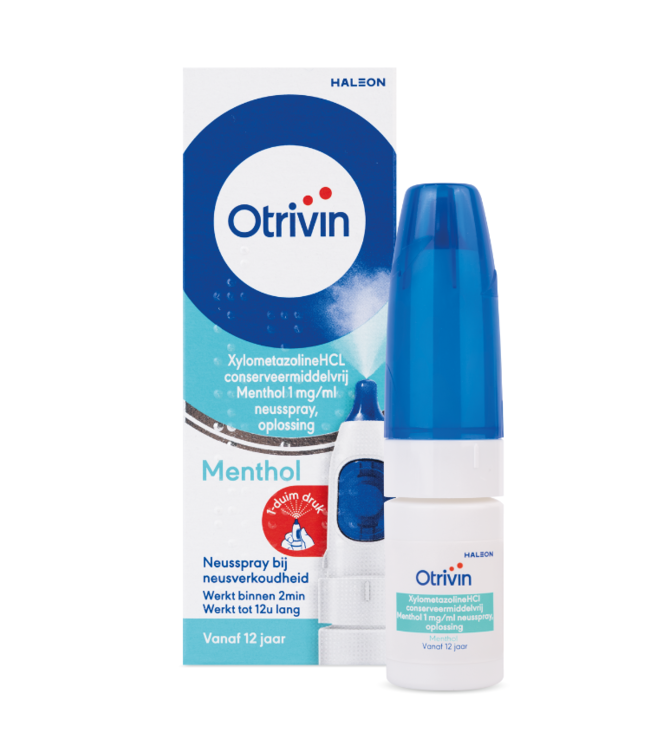 Otrivin XylometazolineHCl conserveermiddelvrij Menthol 1 mg/ml Neusspray