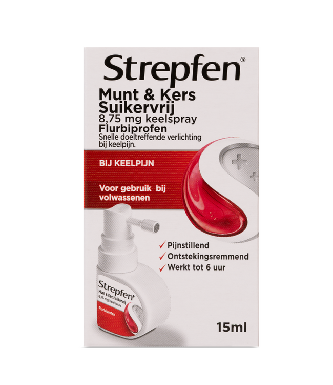 Strepfen Munt & Kers suikervrij 8,75 mg keelspray