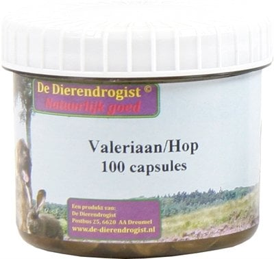 Afbeelding 100 stuks Dierendrogist valeriaan/hop capsules door Online-dierenwinkel.eu