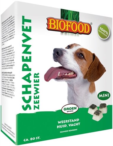 Afbeelding Biofood Schapenvet Mini Bonbons met zeewier Per verpakking door Online-dierenwinkel.eu