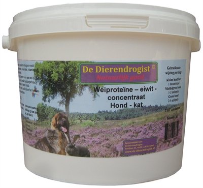 Afbeelding Dierendrogist wei proteine eiwit concentraat hond/kat door Online-dierenwinkel.eu