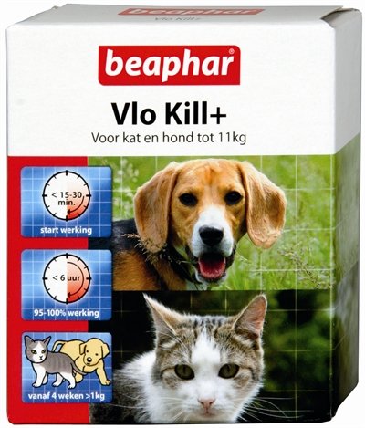 Afbeelding Beaphar Vlo Kill (tot 11 kg) kat en hond 6 Tabletten door Online-dierenwinkel.eu