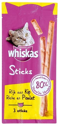 Whiskas snack sticks rijk aan kip 18 gr