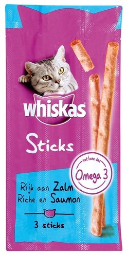 Afbeelding Whiskas snack sticks rijk aan zalm 18 gr door Online-dierenwinkel.eu