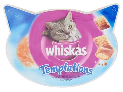 Afbeelding Whiskas Temptations zalm Kattensnoep 60 gram door Online-dierenwinkel.eu