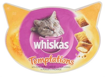 Afbeelding Whiskas Temptations Kip & Kaas kattensnoep 60 gram door Online-dierenwinkel.eu