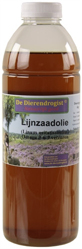 Afbeelding Dierendrogist Lijnzaadolie 1 liter door Online-dierenwinkel.eu