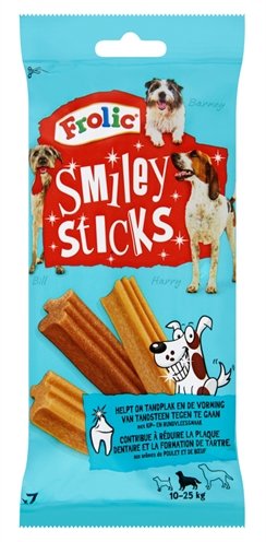 Afbeelding 175 gr Frolic snack smiley sticks door Online-dierenwinkel.eu