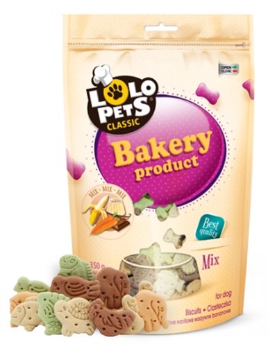 Afbeelding 350 gr Lolo pets biscuits animals mix hondenkoekjes door Online-dierenwinkel.eu