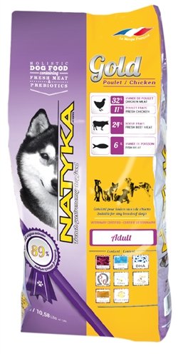 Afbeelding 13,5 kg Natyka gold adult kip/rijst hondenvoer door Online-dierenwinkel.eu