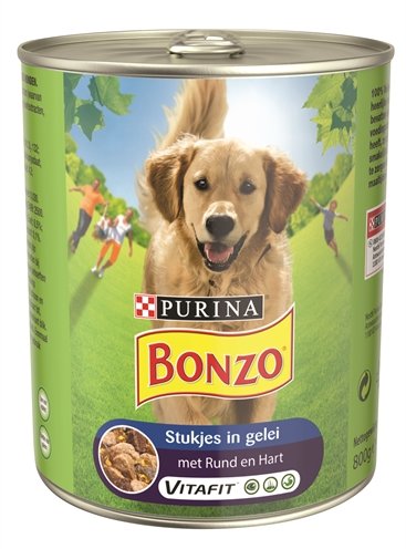 Afbeelding Bonzo Blik Rund/hart 12x800 Gr door Online-dierenwinkel.eu