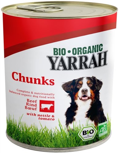 Afbeelding 820 gr Yarrah dog blik brokjes vlees in saus met brandnetel en tomaat hondenvoer door Online-dierenwinkel.eu