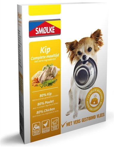 Afbeelding Smolke Vers Gestoomde Maaltijd 395 g - Hondenvoer - Kip&Bruine Rijst&Groente door Online-dierenwinkel.eu