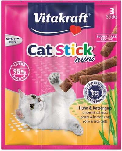 Afbeelding Vitakraft Catsticks Mini Kip/Kattengras kattensnoep 3 stuks door Online-dierenwinkel.eu
