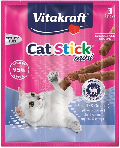 Afbeelding Vitakraft Catsticks Mini Schol/Omega 3 Kattensnoep 3 stuks door Online-dierenwinkel.eu