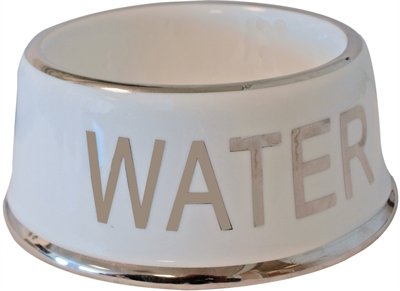 Drinkbak hond water wit/zilver 18 cm