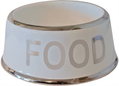 Voerbak hond food wit/zilver 18 cm