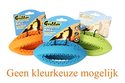 Happy pet grubber interactieve rugbybal mini assorti 19x9x9 cm