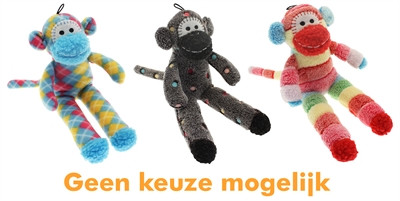 Multipet pluche sock monkey assorti 31x13x6 cm