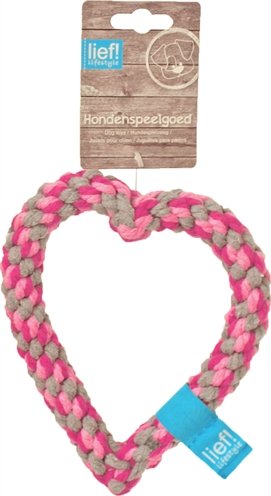 Afbeelding Lief! flosstouw hart girls beige / roze 16 cm door Online-dierenwinkel.eu