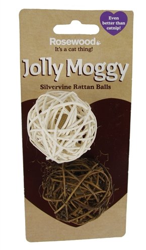 Afbeelding Jolly moggy silvervine ballen rattan 2 st door Online-dierenwinkel.eu