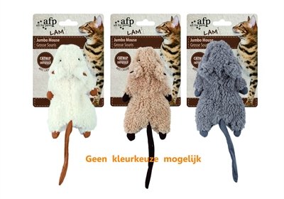 Afbeelding Afp jumbo muis crinkle lamswol met catnip assorti door Online-dierenwinkel.eu