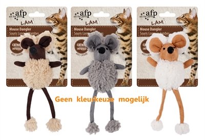 Afp mouse dangler lamswol met catnip assorti 16 cm