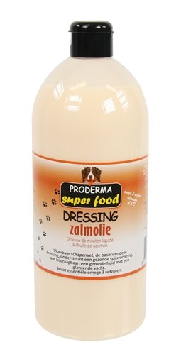 Afbeelding 1 ltr Proderma vloeibaar schapenvet dressing zalmolie door Online-dierenwinkel.eu