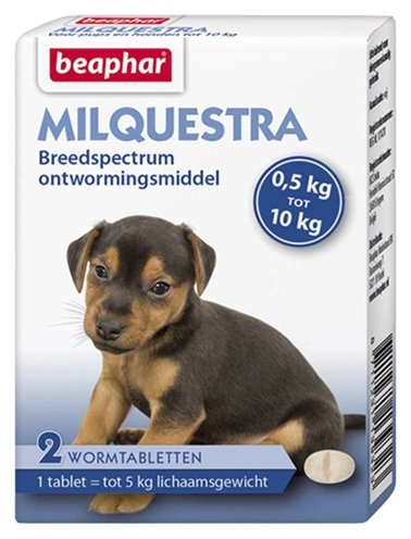 Afbeelding Beaphar Milquestra Ontwormingsmiddel kleine hond en puppy 2 Tabletten door Online-dierenwinkel.eu