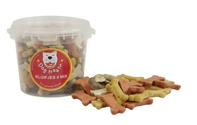 Afbeelding 1 ltr 385 gr Dog treatz kluifjes 4 mix door Online-dierenwinkel.eu