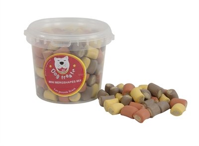 Afbeelding 1 ltr 425 gr Dog treatz mini mergshapes mix door Online-dierenwinkel.eu